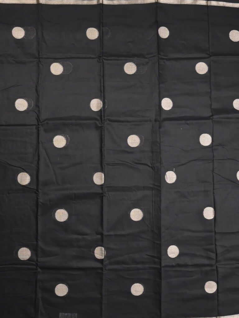 Maheshwari fancy saree black color allover zari motifs & zari border with zari pallu and plain blouse
