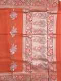 Pure organza fancy saree for women | Orange | Zari border | Party wear