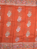 Pure organza fancy saree for women | Orange | Zari border | Party wear