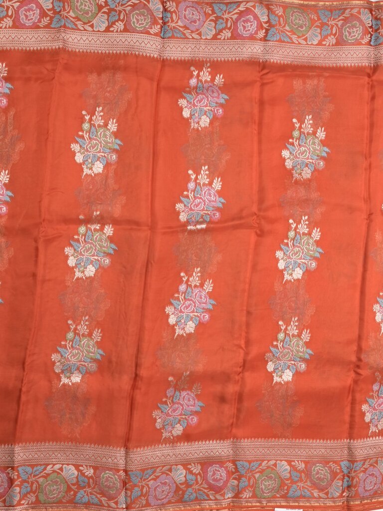 Pure organza fancy saree for women | Orange | Zari border | Party wear
