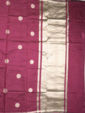 Maheshwari fancy saree magenta color allover zari motifs & zari border with zari pallu and plain blouse