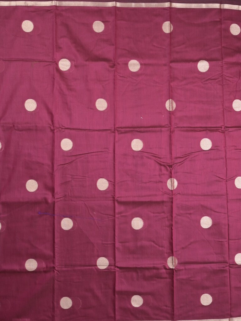 Maheshwari fancy saree magenta color allover zari motifs & zari border with zari pallu and plain blouse