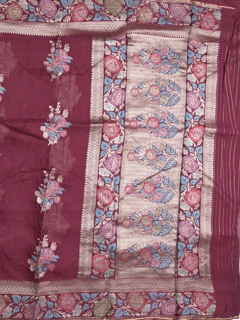 Pure organza fancy saree for women | Orange | Zari border | Party wear