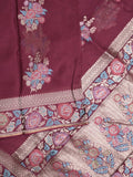 Pure organza fancy saree for women | Orange | Zari border | Party wear