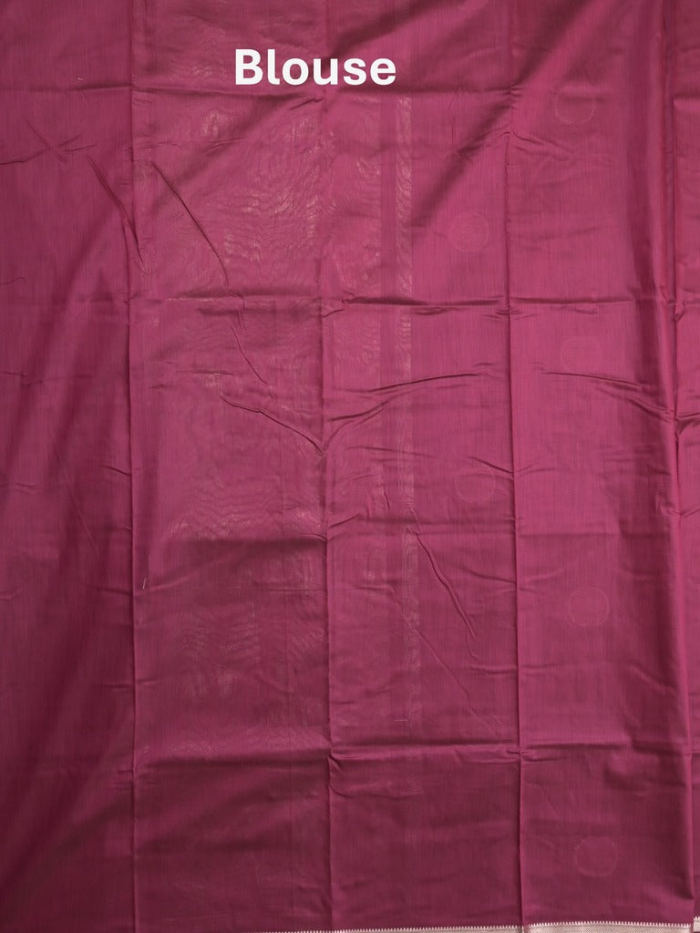 Maheshwari fancy saree magenta color allover zari motifs & zari border with zari pallu and plain blouse