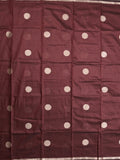 Maheshwari fancy saree brown color allover zari motifs & zari border with zari pallu and plain blouse