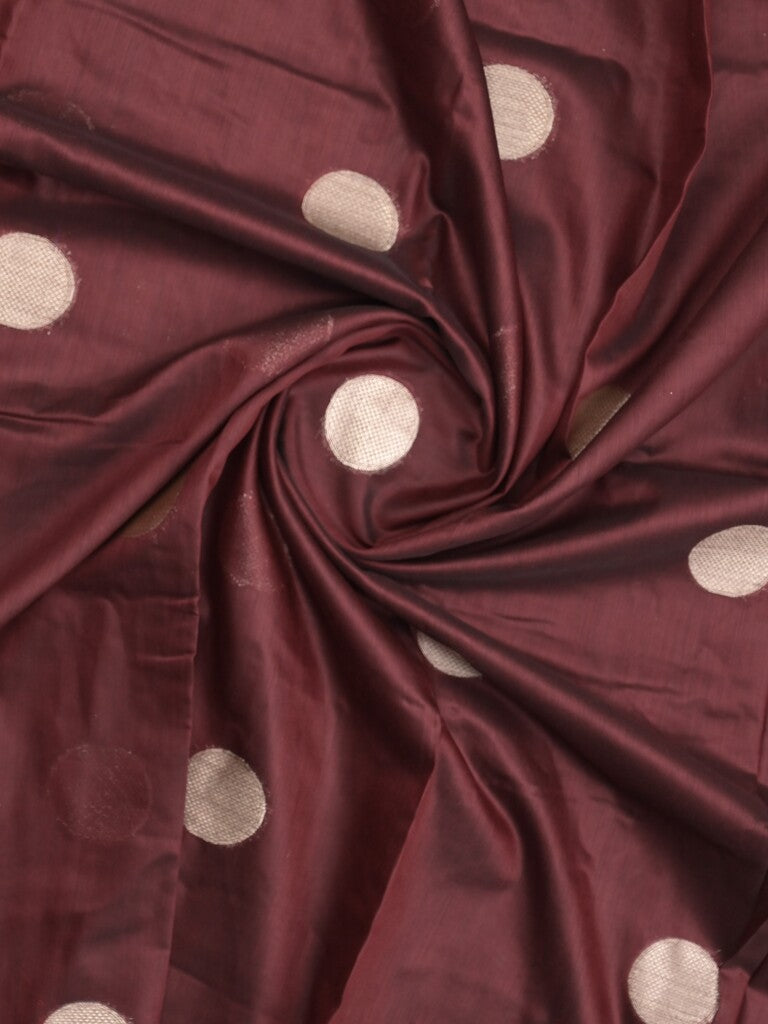 Maheshwari fancy saree brown color allover zari motifs & zari border with zari pallu and plain blouse