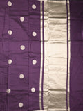 Maheshwari fancy saree violet color allover zari motifs & zari border with zari pallu and plain blouse