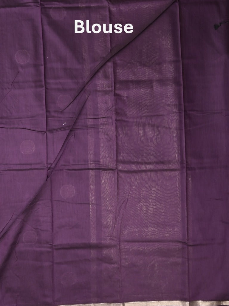 Maheshwari fancy saree violet color allover zari motifs & zari border with zari pallu and plain blouse