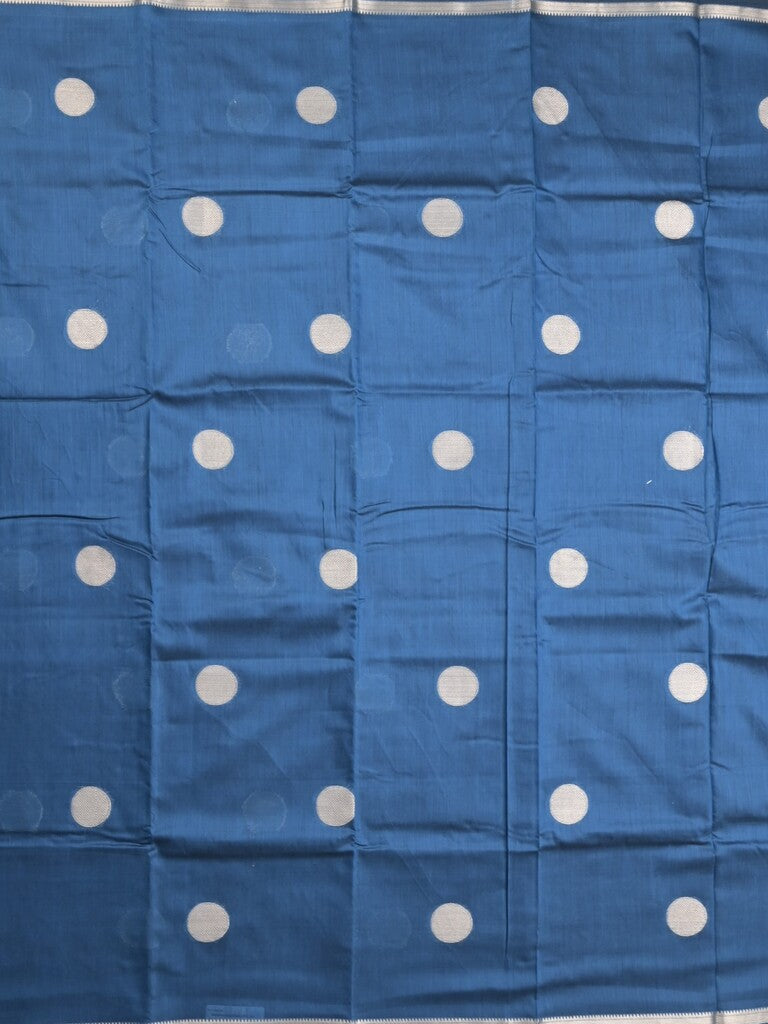 Maheshwari fancy saree blue color allover zari motifs & zari border with zari pallu and plain blouse