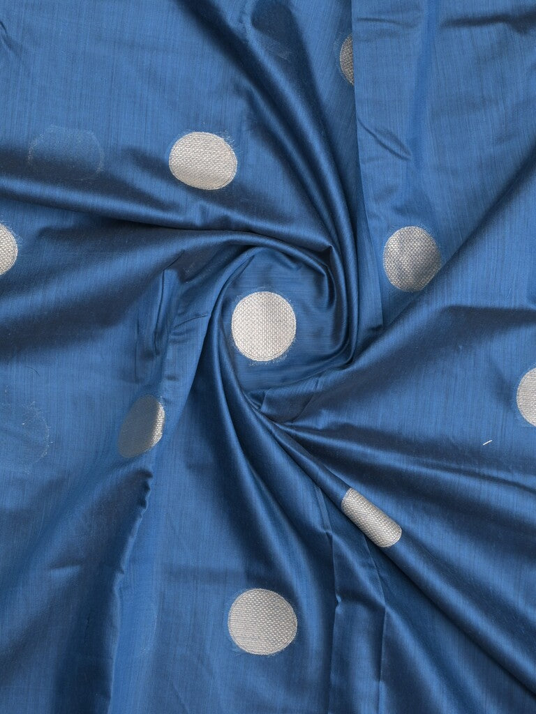 Maheshwari fancy saree blue color allover zari motifs & zari border with zari pallu and plain blouse