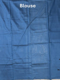 Maheshwari fancy saree blue color allover zari motifs & zari border with zari pallu and plain blouse