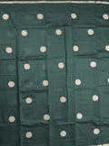 Maheshwari fancy saree dark green color allover zari motifs & zari border with zari pallu and plain blouse