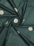 Maheshwari fancy saree dark green color allover zari motifs & zari border with zari pallu and plain blouse