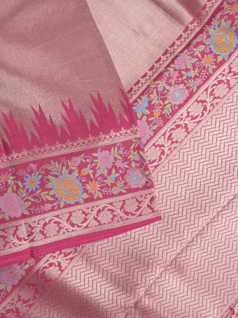 Banaras tissue pattu saree for women | Baby pink | zari border | Party wear
