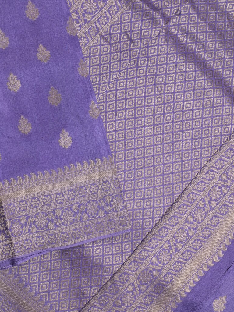 Tabby silk fancy saree lavender color allover zari motifs & zari border with rich pallu and plain blouse