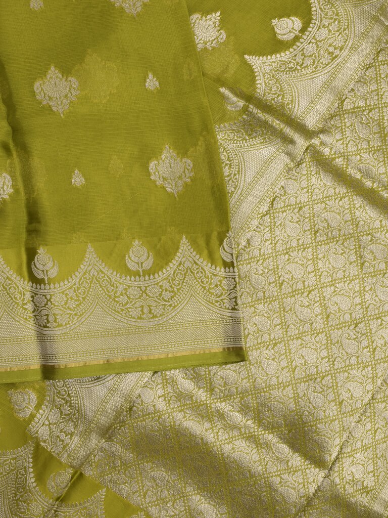 Pure kota fancy saree for women | Parrot green | zari border | party wear