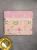 Banaras fancy saree baby pink color allover zari motifs & zari border with zari pallu and brocade blouse