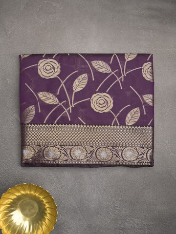Banaras fancy saree violet color allover zari weaves & zari border with zari pallu and brocade blouse