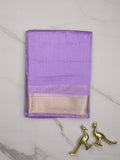 Chanderi fancy saree lavender color allover zari motifs & zari border with zari pallu and plain blouse