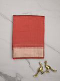 Chanderi fancy saree red color allover zari motifs & zari border with zari pallu and plain blouse