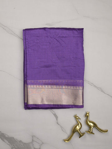 Chanderi fancy saree purple color allover zari motifs & zari border with zari pallu and plain blouse