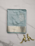 Chanderi fancy saree pastel blue color allover zari motifs & zari border with zari pallu and plain blouse
