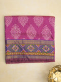 Ikkath fancy saree in pink color allover design with zari border & ikkath pallu and plain blouse