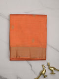 Dupion fancy saree orange color allover zari motifs & zari border with zari pallu and contrast plain blouse