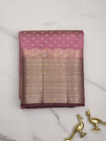 Dupion fancy saree purple color allover zari motifs & big zari border with zari pallu and contrast plain blouse