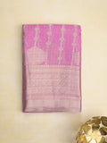 Chanderi kora fancy saree in purple color with allover zari motifs & brocade pallu and blouse