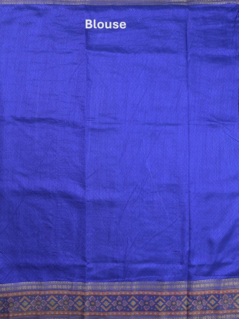 Ikkath fancy saree in blue color allover design with zari border & ikkath pallu and plain blouse