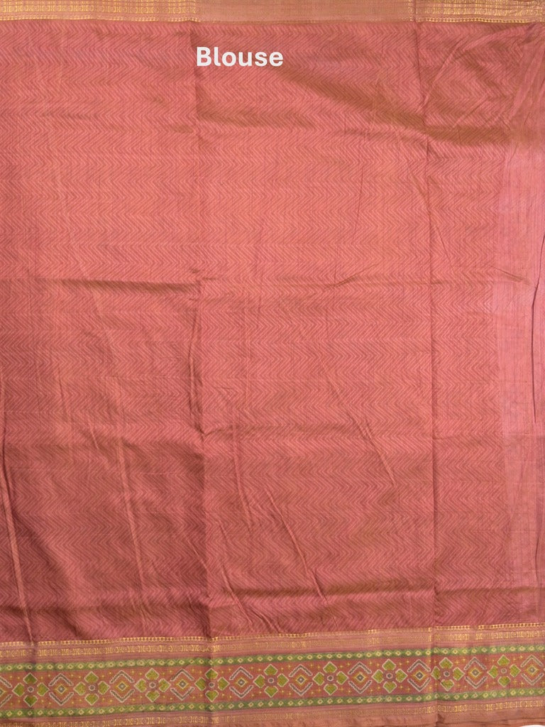 Ikkath fancy saree in mustard yellow color allover design with zari border & ikkath pallu and plain blouse