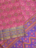 Ikkath fancy saree in pink color allover design with zari border & ikkath pallu and plain blouse