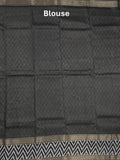 Maheshwari fancy saree light grey color allover prints & zari, printed border with contrast pallu and plain blouse