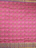 Ikkath fancy saree in pink color allover design with zari border & ikkath pallu and plain blouse