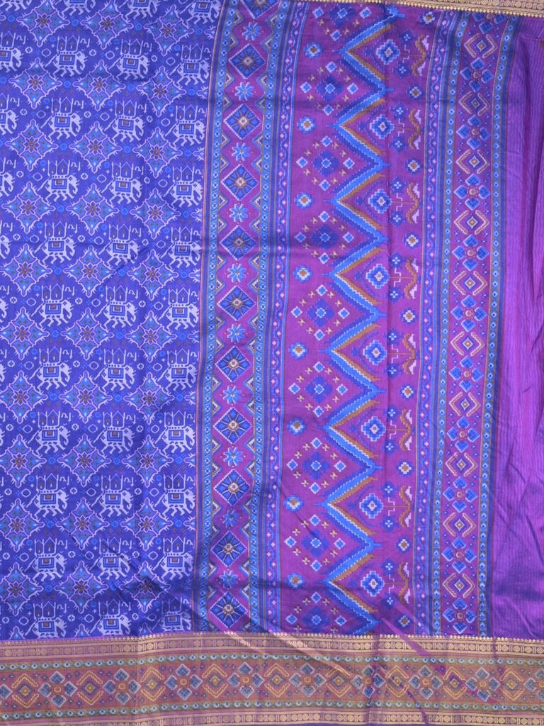 Ikkath fancy saree in blue color allover design with zari border & ikkath pallu and plain blouse