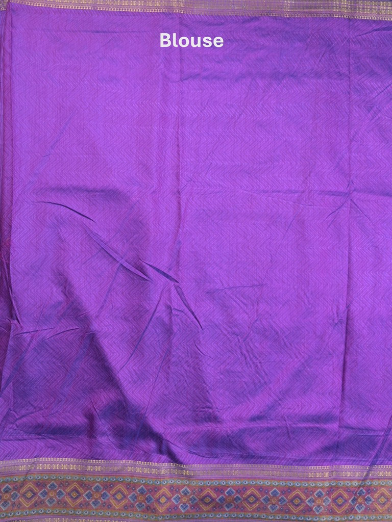 Ikkath fancy saree in blue color allover design with zari border & ikkath pallu and plain blouse