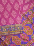 Ikkath fancy saree in pink color allover design with zari border & ikkath pallu and plain blouse