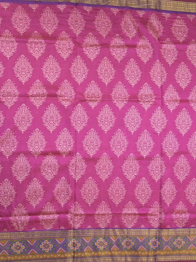Ikkath fancy saree in pink color allover design with zari border & ikkath pallu and plain blouse