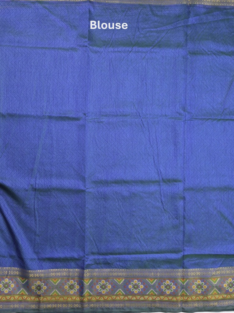 Ikkath fancy saree in green color allover design with zari border & ikkath pallu and plain blouse