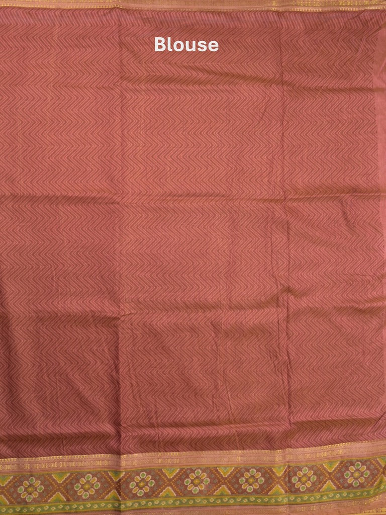 Ikkath fancy saree in yellow color allover design with zari border & ikkath pallu and plain blouse