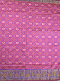 Ikkath fancy saree in pink color allover design with zari border & ikkath pallu and plain blouse
