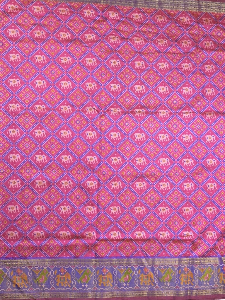 Ikkath fancy saree in pink color allover design with zari border & ikkath pallu and plain blouse
