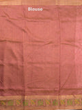 Ikkath fancy saree in brown color allover design with zari border & ikkath pallu and plain blouse