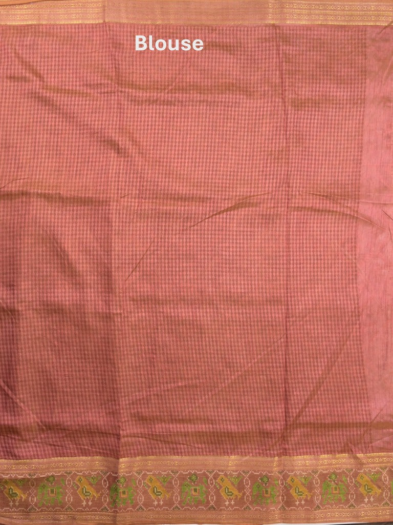 Ikkath fancy saree in brown color allover design with zari border & ikkath pallu and plain blouse