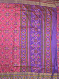 Ikkath fancy saree in pink color allover design with zari border & ikkath pallu and plain blouse