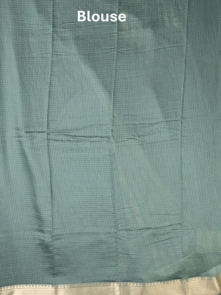 Chanderi fancy saree grey color allover zari motifs & zari border with zari pallu and plain blouse