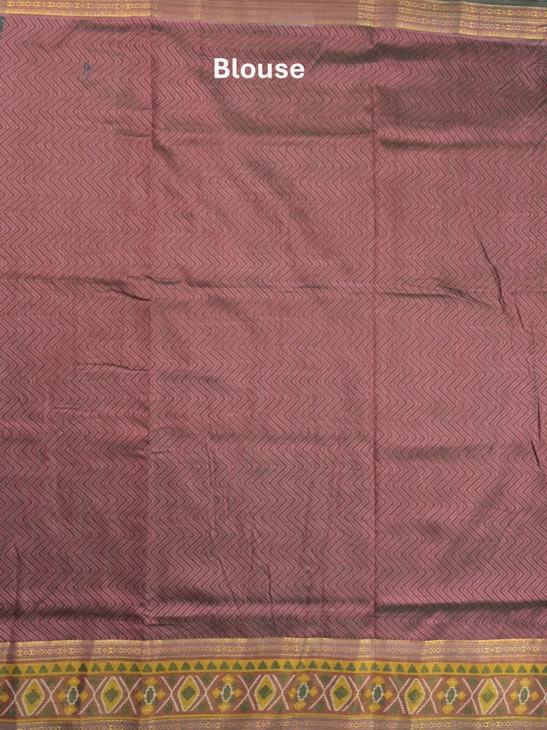 Ikkath fancy saree in dark green color allover design with zari border & ikkath pallu and plain blouse