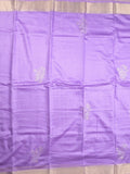 Chanderi fancy saree lavender color allover zari motifs & zari border with zari pallu and plain blouse